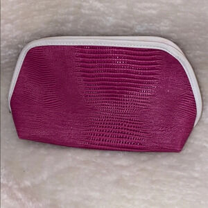 Lancôme pink croc pink leather makeup bag